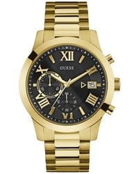 Guess - Gouden Stalen Quartz Analoog Horloge - Lyst