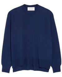 Ami Paris - Truien & Vesten ,Blauw ,Geribbelde Trui Met Ronde Hals - Lyst