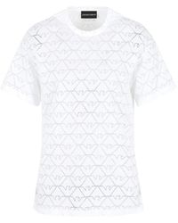 Emporio Armani - Weiße t-shirts und polos mit devoré-effekt - Lyst