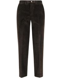 BRIGLIA - Ribfluwelen Groene Broek Met Zakken - Lyst