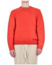 A.P.C. - Truien & Vesten ,Rood ,Wol Edward Crewneck - Lyst