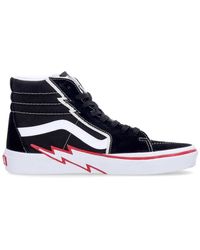 Vans - Schoenen ,Zwart ,Suède Bolt High-Top Sneaker Zwart/Rood - Lyst