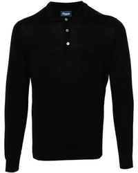 Drumohr - Schwarzer pullover polo rasato - Lyst