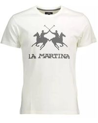 La Martina - T-shirt in cotone con stampa logo elegante - Lyst