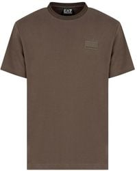 EA7 - Tops ,Bruin ,Katoen T-Shirt Met Korte Mouwen - Lyst