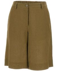 Kaos - Korte Broeken ,Groen ,Linnen Linnen Bermuda Shorts - Lyst
