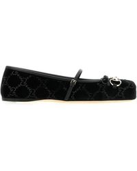 Gucci - Schoenen ,Zwart ,Gg Crystal Horsebit Ballet Flat - Lyst