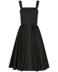 Dolce & Gabbana - Midi-kleid mit polka-dots und knopfdetails - Lyst