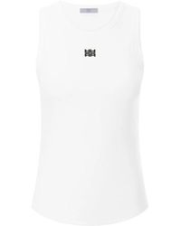 Riani - Tops ,Wit ,Katoen Mouwloze Top Met Logo Accenten - Lyst