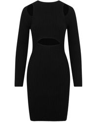 Wolford - Kleedjes ,Zwart ,Wol Zwarte Geribbelde Midi Jurk Aw 23 - Lyst