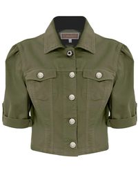 Kocca - Weiße Jeans Crop Jacke Mit Kurzen Ärmeln - Lyst