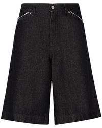 Dolce & Gabbana - Schwarze denim bermuda shorts mit logo plaque - Lyst