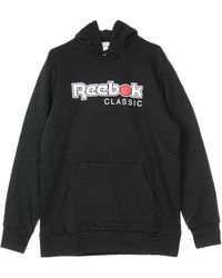 Reebok - Fitness ,Zwart ,Klassieke Internationale Hoodie Rode Knoop Hoodie Zwart - Lyst