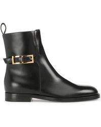 Sergio Rossi - Schwarze lederstiefel goldene hardware - Lyst