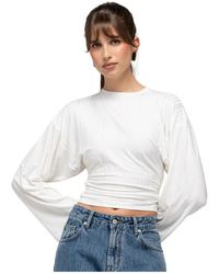 GUAJA. - Overhemden ,Wit ,Linnen Bianca Linnen Blouse Met Verstelbare Riem - Lyst