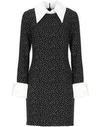Mar De Margaritas - Kleedjes ,Zwart ,Zwarte Viscose Jurk Met Stippen - Lyst
