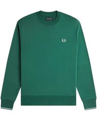 Fred Perry - Hoodies & Sweatvesten ,Groen ,Katoen Klassieke Katoenen Sweatshirt Met Laurierborduursel - Lyst
