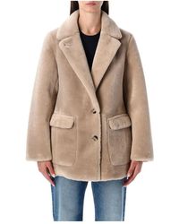 Urbancode - Jassen ,Leer Omkeerbare Faux Fur Jas - Lyst