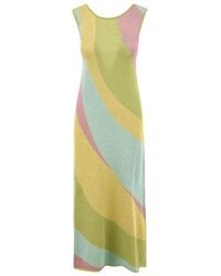 Akep - Kleedjes ,Veelkleurig ,Jacquard Waves Lange Jurk - Lyst