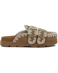 Mou - Schoenen ,Bruin ,Katoen Buckle Slide - Lyst