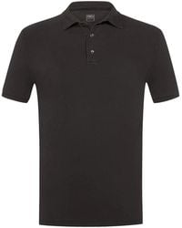 Fedeli - Tops ,Grijs ,Katoen Polo Shirt Met Korte Mouwen - Lyst