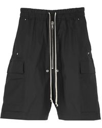 Rick Owens - Shorts in cotone nero con vita elastica - Lyst