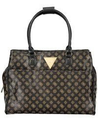 Guess - Borsa da viaggio in polietilene marrone con tracolle e scomparti multipli - Lyst