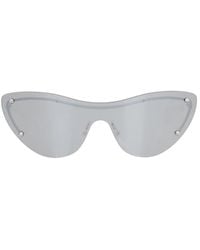 Alexander McQueen - Silberne cat-eye sonnenbrille mit verspiegelten gläsern - Lyst