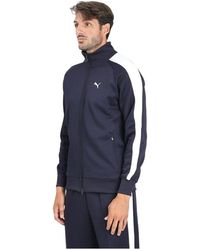 PUMA - Hoodies & Sweatvesten ,Blauw ,Katoen Blauwe Zip T7 Sweater - Lyst