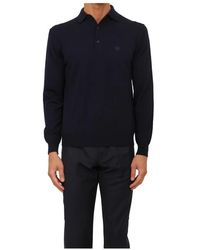 Etro - Truien & Vesten ,Blauw ,Wol Knitted Polo L/S - Lyst
