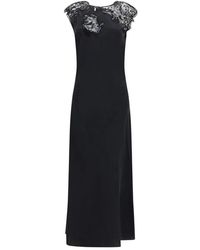 Ferragamo - Zijden Jurk Met Kanten Detail - Lyst