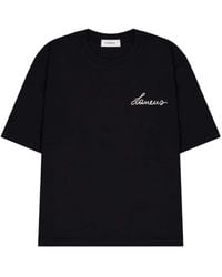 Laneus - Tops ,Zwart ,Katoen Jersey Slogan T-Shirt 100% Katoen - Lyst