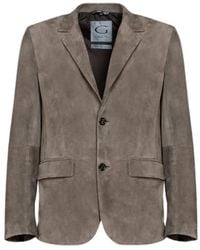 Gimo's - Jassen ,Suède Licht Suède Blazer Met Enkele Borst - Lyst