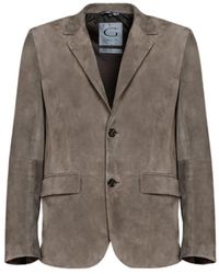 Gimo's - Jassen ,Suède Licht Suède Blazer Met Enkele Borst - Lyst