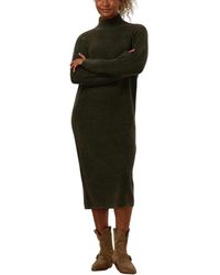SELECTED - Grünes Strick-Midikleid Mit Hohem Kragen - Lyst