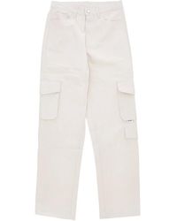Arte' - Leichte Cargo Hose Creme Gerades Bein - Lyst