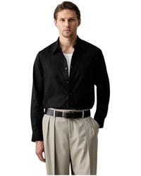 ARMANI EXCHANGE - Overhemden ,Zwart ,Katoen Regular Fit Shirt Met All-Over Jacquard Logo - Lyst