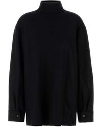 Jil Sander - Truien & Vesten ,Zwart ,Wol Wollen Coltrui Blouse - Lyst