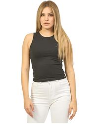Guess - Top negro sin mangas con botones - Lyst