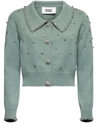 Silvian Heach - Truien & Vesten ,Groen ,Katoen Shirt Met Kraag En Juweeldetails - Lyst