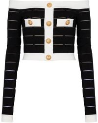 Balmain - Off-The-Shoulder Knit Top - Lyst