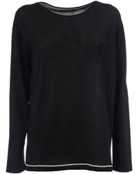Le Tricot Perugia - Truien & Vesten ,Zwart ,Wol Gebreide Trui Van Zuivere Wol Met Lurex-Detail - Lyst