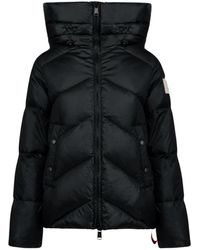 AFTER LABEL - Jassen ,Zwart ,Nylon Korte Glanzende Nylon Hoge Hals Jas Voor - Lyst