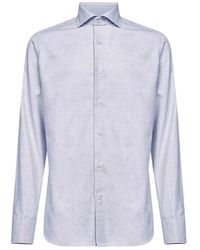 D4.0 - Overhemden ,Blauw ,Katoen Micro Jacquard Shirt - Lyst