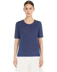 Weekend by Maxmara - Truien & Vesten ,Blauw ,Rondgebreide Trui - Lyst