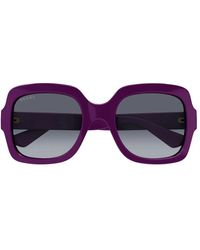 Gucci - Oversized quadratische sonnenbrille in lila mit grauen degrade-gläsern - Lyst