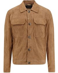 BOSS - Jassen ,Bruin ,Suède Suede Jacket - Lyst