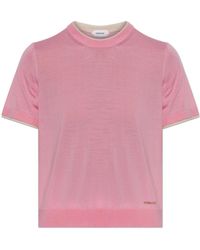Versace - Truien & Vesten ,Roze ,Wol Wollen Top Met Geborduurd Logo - Lyst