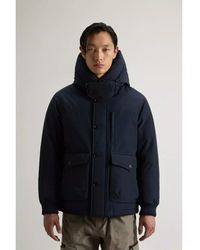 Woolrich - Blaue bomberjacke im melton-stil - Lyst