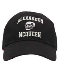 McQueen - Accessoires ,Zwart ,Katoen Skull Varsity Baseball Cap - Lyst